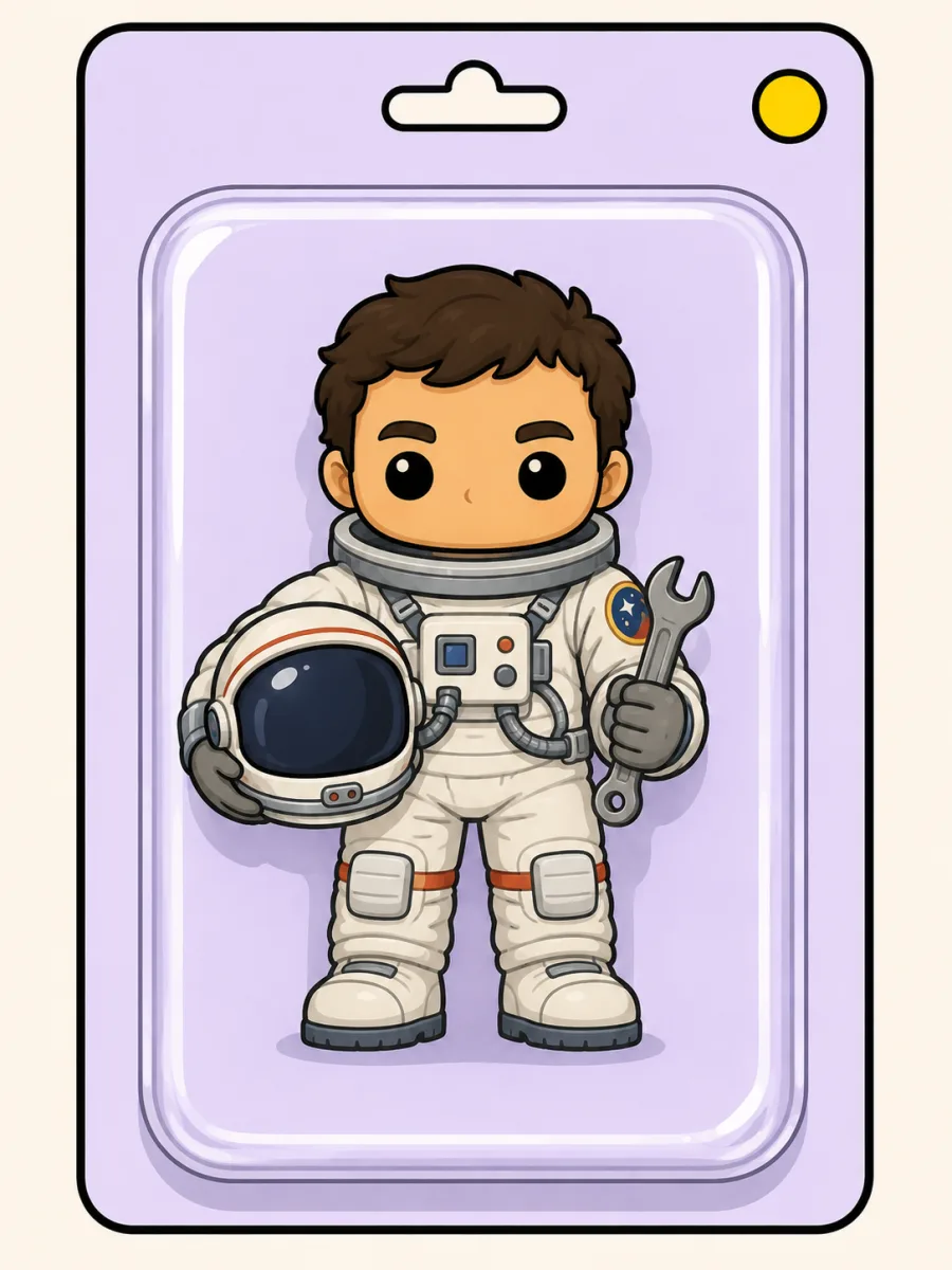 Personnage en combinaison, casque sous le bras — univers Station spatiale